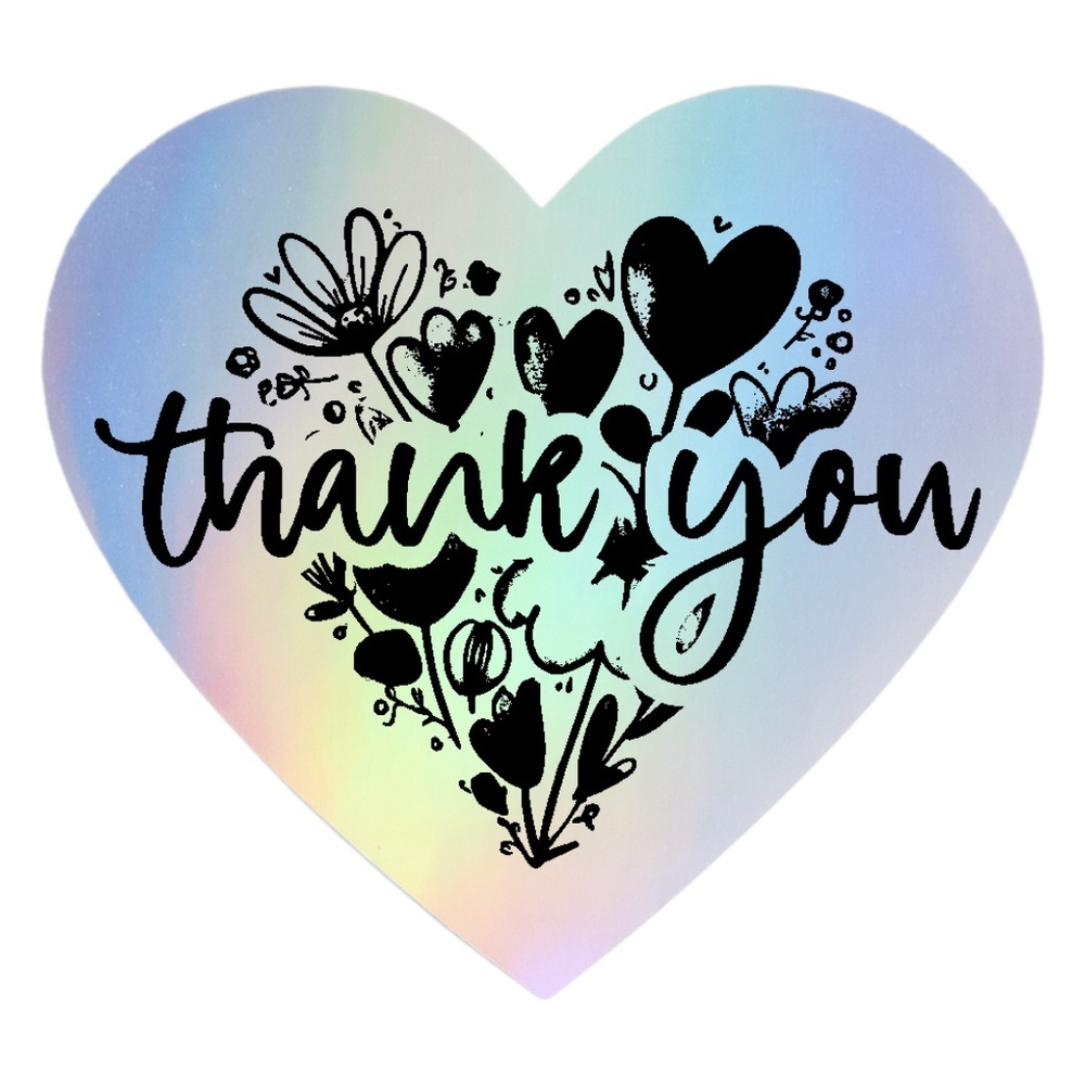 100 Thank You Stickers | Floral Heart | Small Business Packaging stickers NEW